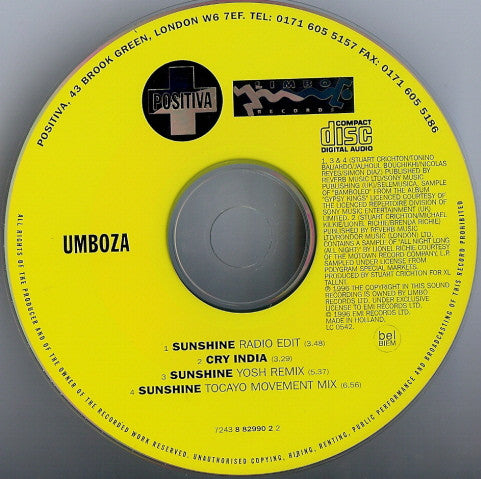 Umboza : Sunshine (CD, Maxi)