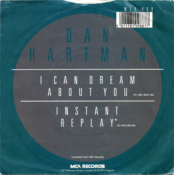 Dan Hartman : I Can Dream About You (7", Single, Sil)