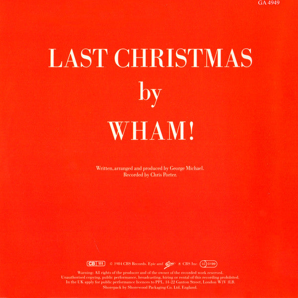 Wham! : Last Christmas / Everything She Wants (7", Single, Gat)