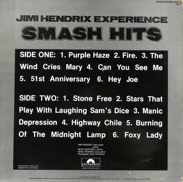 The Jimi Hendrix Experience : Smash Hits (LP, Comp, Mono, RE)