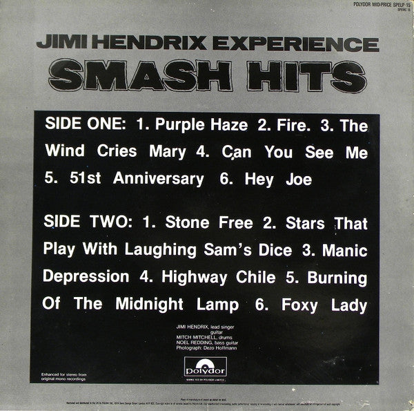 The Jimi Hendrix Experience : Smash Hits (LP, Comp, Mono, RE)