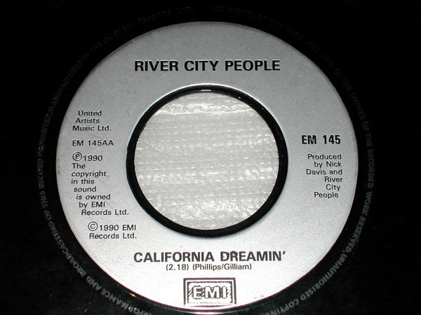 River City People : Carry the Blame - California Dreamin' (7", Single, Sil)