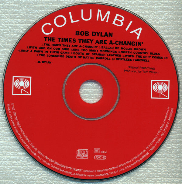 Bob Dylan : The Times They Are A-Changin' (CD, Album, RE, RM)