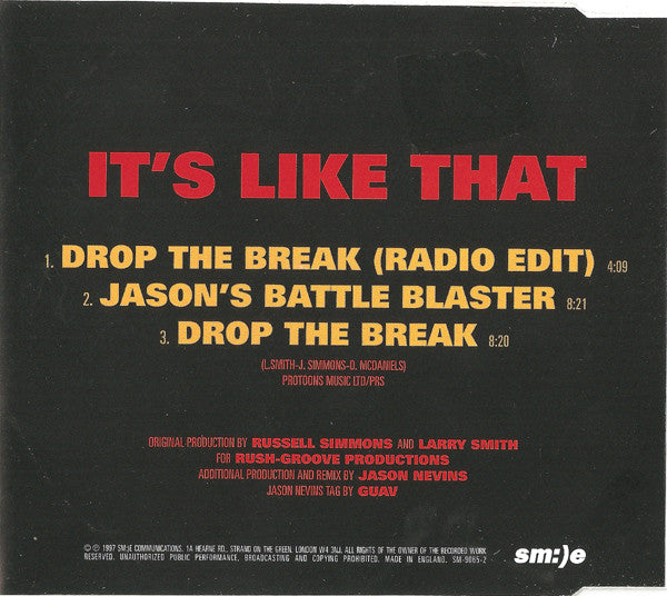 Run-DMC Vs. Jason Nevins : It's Like That (CD, Single, CDP)