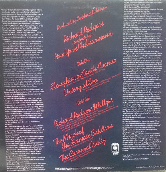 Richard Rodgers, New York Philharmonic : Richard Rodgers Conducts Slaughter On Tenth Avenue (LP, Mono, RE)