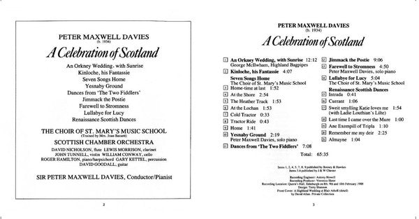 Peter Maxwell Davies, The Choir Of St. Mary's Music School, Scottish Chamber Orchestra : A Celebration Of Scotland (CD, Album)