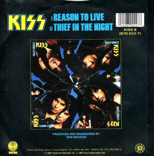 Kiss : Reason To Live (7", Single)