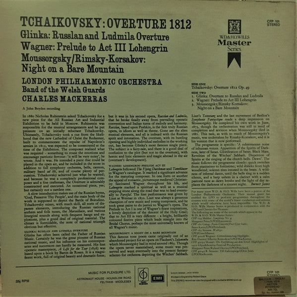 London Philharmonic Orchestra, Band Of The Welsh Guards / The Kings Troop Royal Horse Artillery, Sir Charles Mackerras : 1812 Overture / Russlan And Ludmila Overture / Lohengrin Prelude To Act 3 / Night On A Bare Mountain (LP)