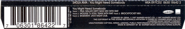 Shola Ama : You Might Need Somebody (CD, Single, CD2)