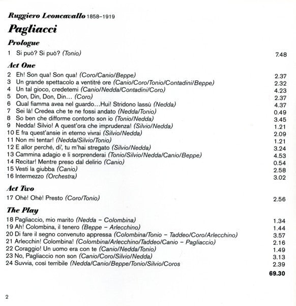 Ruggiero Leoncavallo - Jussi Björling, Victoria De Los Angeles, RCA Victor Symphony Orchestra, Renato Cellini : Pagliacci (CD, Album, Mono, RE, RM)