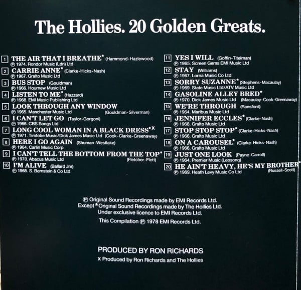 The Hollies : 20 Golden Greats (CD, Comp, RE, RM)