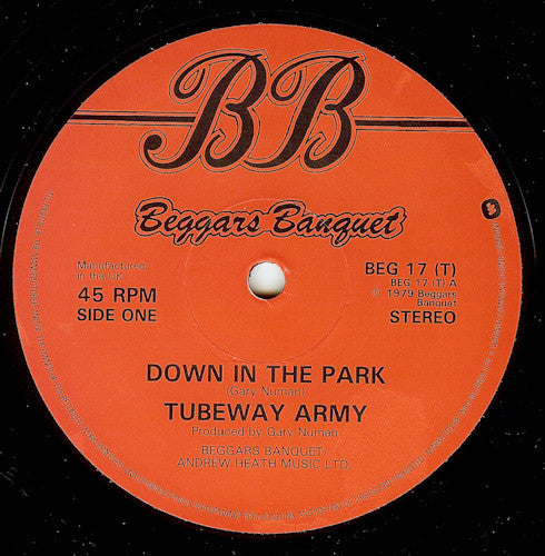Tubeway Army : Down In The Park (12", Single)