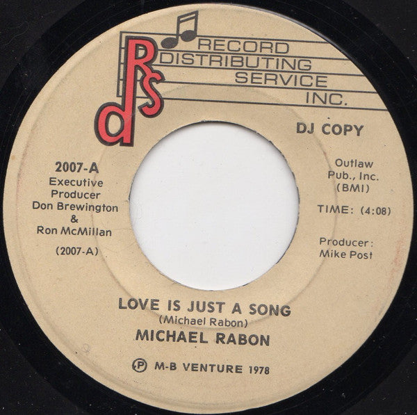 Mike Rabon : Love Is Just A Song (7", Promo)