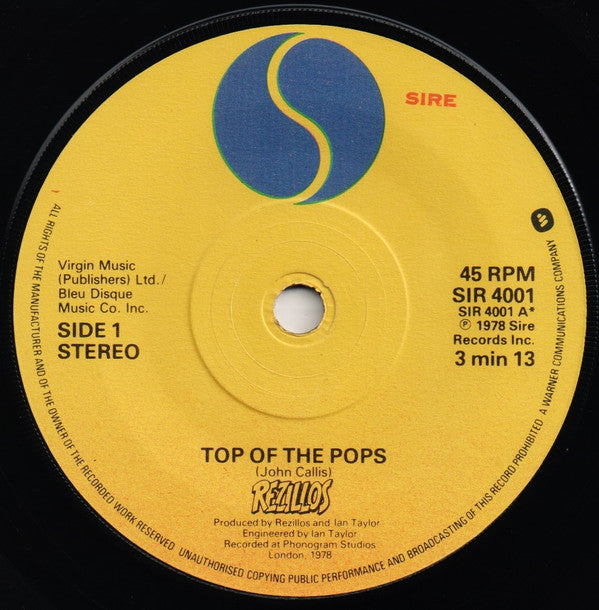 The Rezillos : Top Of The Pops (7", Single)