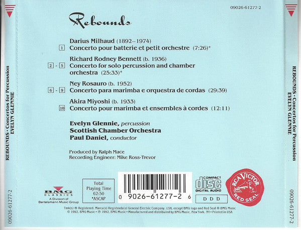 Evelyn Glennie – Darius Milhaud, Richard Rodney Bennett, Ney Rosauro, Akira Miyoshi : Rebounds (Concertos For Percussion)  (CD)