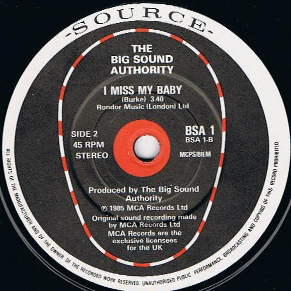 Big Sound Authority : This House (Is Where Your Love Stands) (7", Single, Car)
