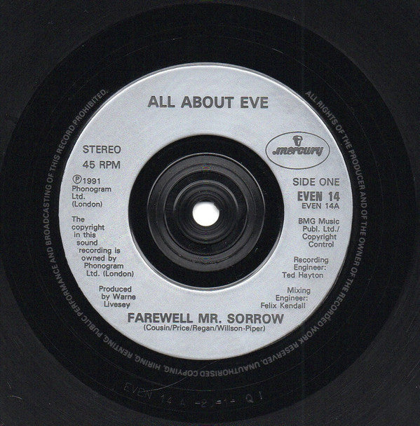 All About Eve : Farewell Mr. Sorrow (7", Single, Sil)