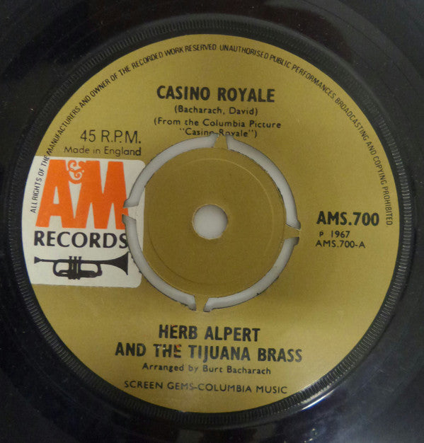 Herb Alpert & The Tijuana Brass : Casino Royale (7", Single, Pus)
