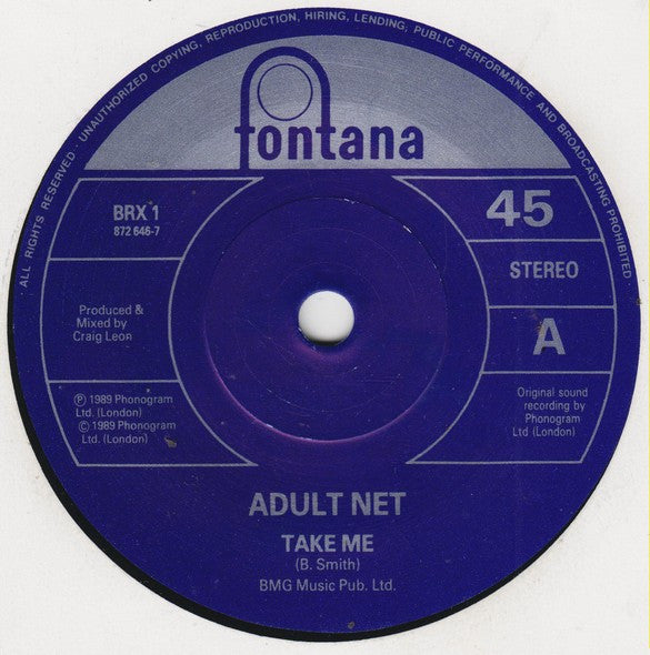 Adult Net : Take Me (7", Single)