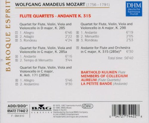 Wolfgang Amadeus Mozart : Flute Quartets K. 285 ∙ K. 285a ∙ K. 285b ∙ K. 298 ∙ Andante K. 315 (CD, Album, Comp)