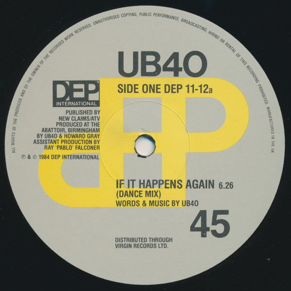 UB40 : If It Happens Again (Dance Mix) (12", Single)