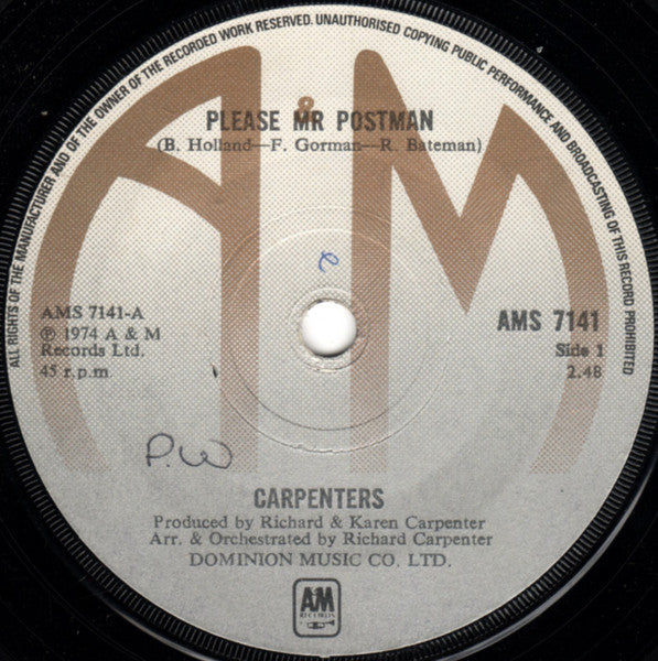 Carpenters : Please Mr Postman (7", Single)