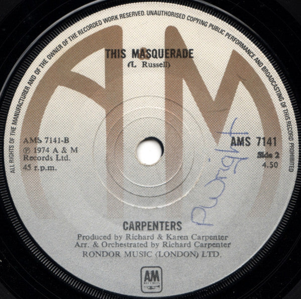 Carpenters : Please Mr Postman (7", Single)
