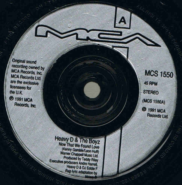 Heavy D. & The Boyz : Now That We Found Love (7", Single)