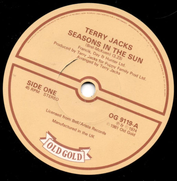 Terry Jacks : Seasons In The Sun (7", Single)