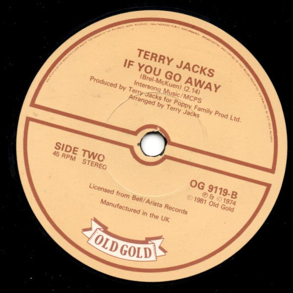 Terry Jacks : Seasons In The Sun (7", Single)
