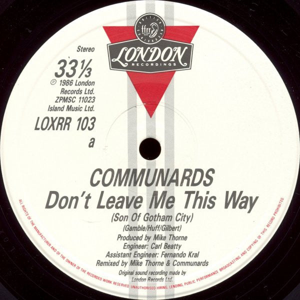 Communards* With Sarah Jane Morris : Don't Leave Me This Way (Son Of Gotham City Mix) (12", Single)