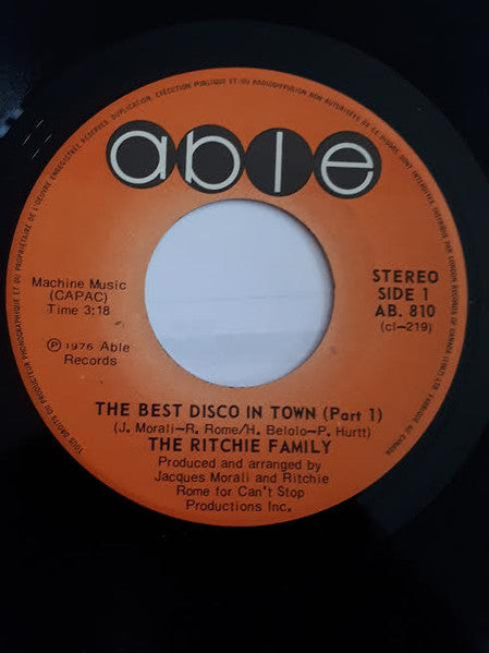 The Ritchie Family : The Best Disco In Town (7", Single)