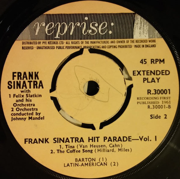 Frank Sinatra : Hit Parade Vol.1 (7", EP, Mono, Pus)