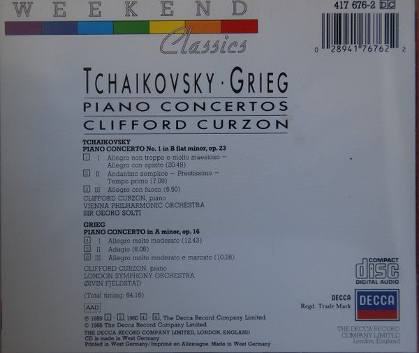 Tchaikovsky*, Grieg*, Clifford Curzon : Piano Concertos (CD, Comp)