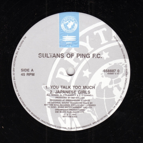 Sultans Of Ping F.C. : U Talk 2 Much (10", Single, Ltd, Num)