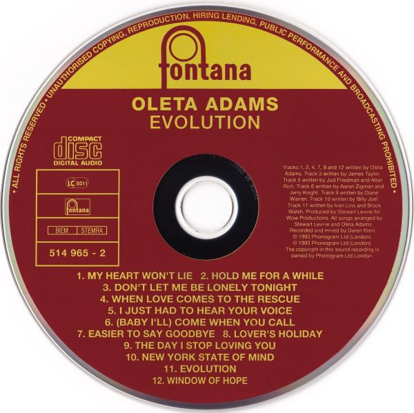 Oleta Adams : Evolution (CD, Album)