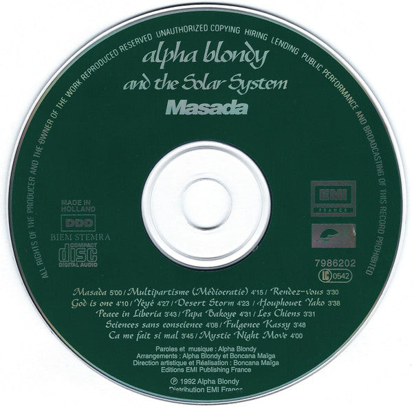 Alpha Blondy And The Solar System : Masada (CD, Album)