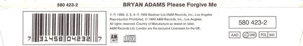 Bryan Adams : Please Forgive Me (CD, Single)