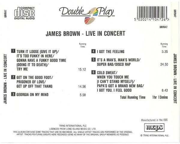 James Brown : Live In Concert (CD, Comp)