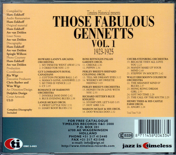 Various : Those Fabulous Gennetts Vol. 1 (1923-1925) (CD, Comp)