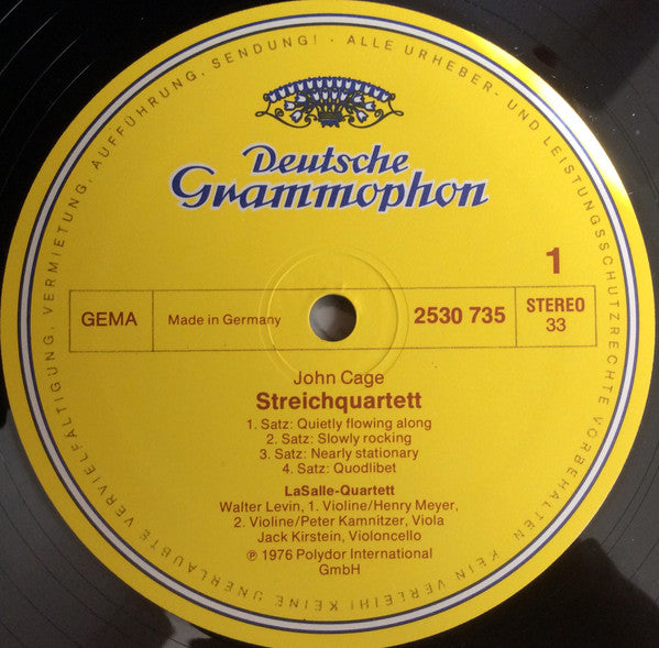 John Cage ▪ Witold Lutoslawski ▪ LaSalle Quartet : Streichquartette ▪ String Quartets (LP, Album)