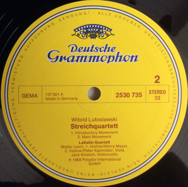 John Cage ▪ Witold Lutoslawski ▪ LaSalle Quartet : Streichquartette ▪ String Quartets (LP, Album)
