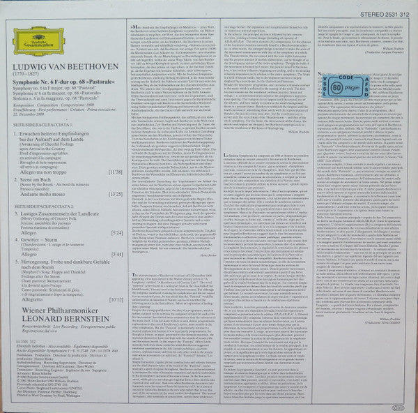 Beethoven* - Wiener Philharmoniker · Leonard Bernstein : Symphonie No. 6 »Pastorale« (LP)