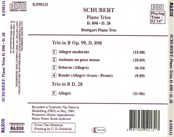 Schubert* / Stuttgart Piano Trio* : Piano Trios D. 898 - D. 28 (CD)