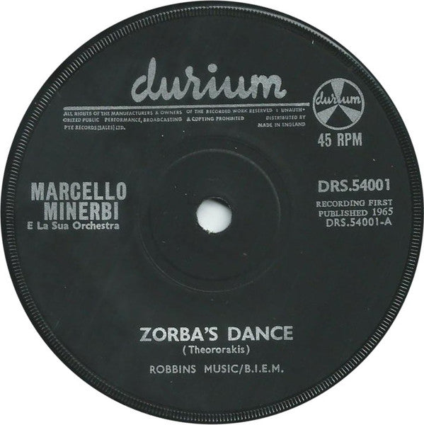 Marcello Minerbi E La Sua Orchestra : Zorba's Dance (7", Single, Sol)