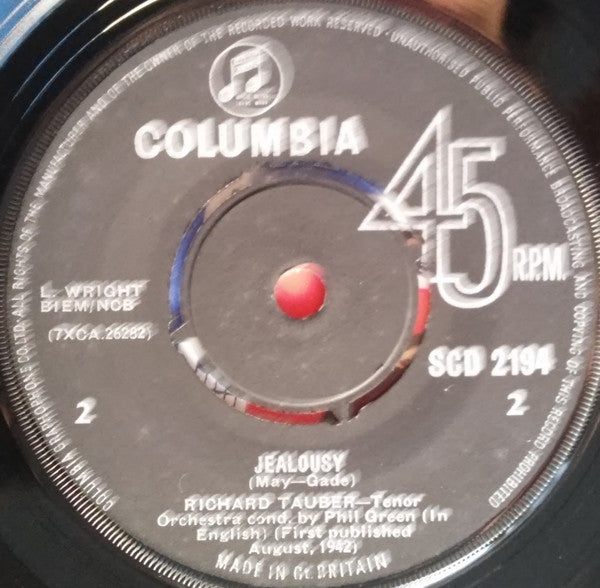 Richard Tauber : Roses Of Picardy / Jealousy (7")