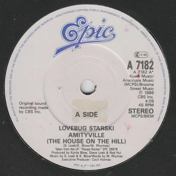 Lovebug Starski : Amityville (The House On The Hill) (7", Single)