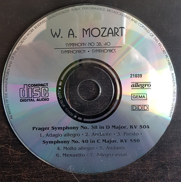 Wolfgang Amadeus Mozart, Slovak Philharmonic Orchestra, Libor Pešek : Symphony No. 38, 40 (CD)