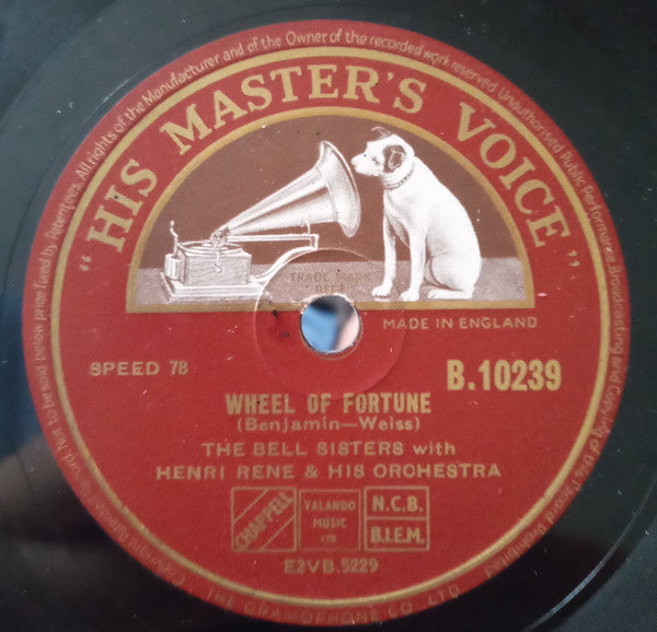 The Bell Sisters, Henri René And His Orchestra : Wheel Of Fortune / Bermuda (Shellac, 10", Mono)