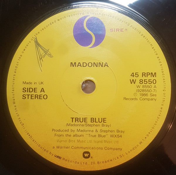 Madonna : True Blue (Remix) (7", Single, Pap)